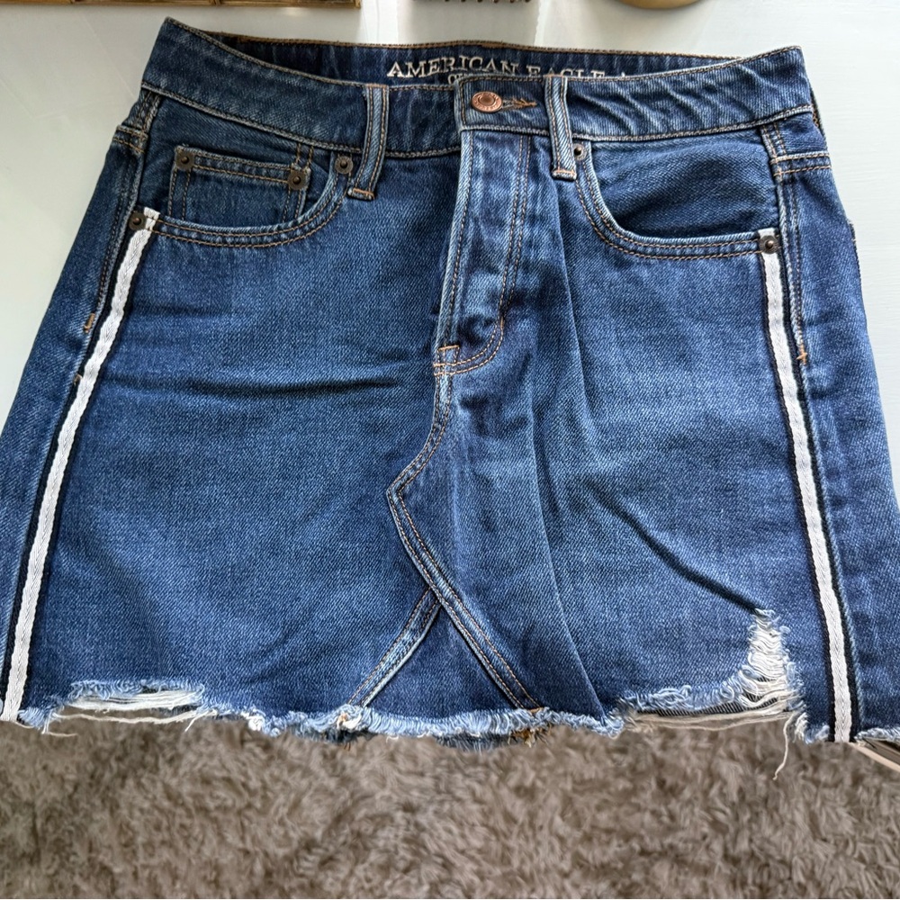 American Eagle Outfitters Denim Skirt with White Accents
